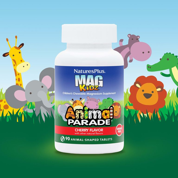 Natures Plus, MagKidz, Animal Parade, жевательная добавка с магнием для ...