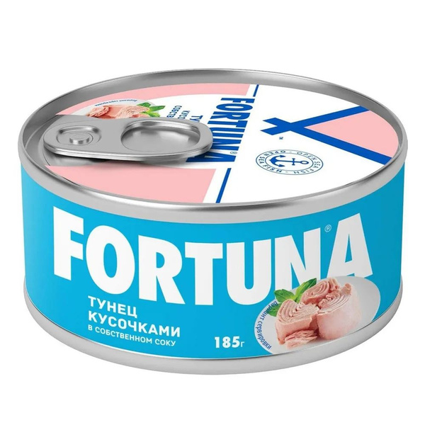 Тунец Fortuna кусочками в собственном соку, 185г, 6 штук - купить с ...