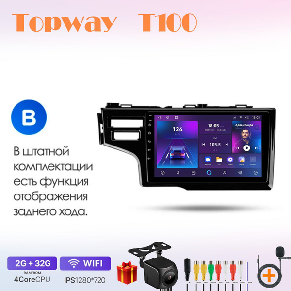 Магнитола Topway T100 (TS7/T7S) 4 ядра 2+32Гб Honda Хонда Fit 3 13-20 ...