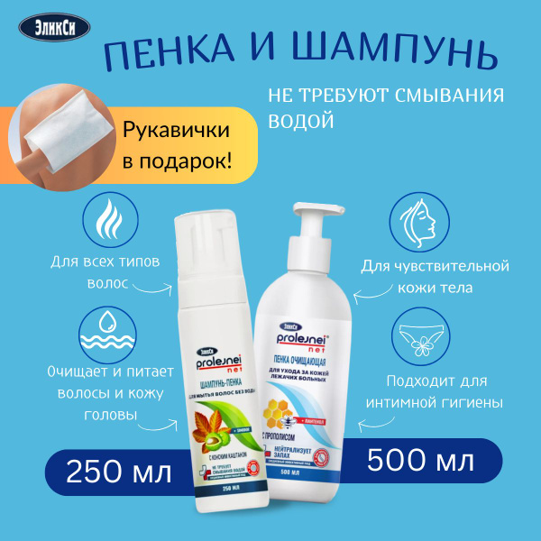 Шампунь и пенка для мытья лежачих больных без смывания водой ЭликСи ...