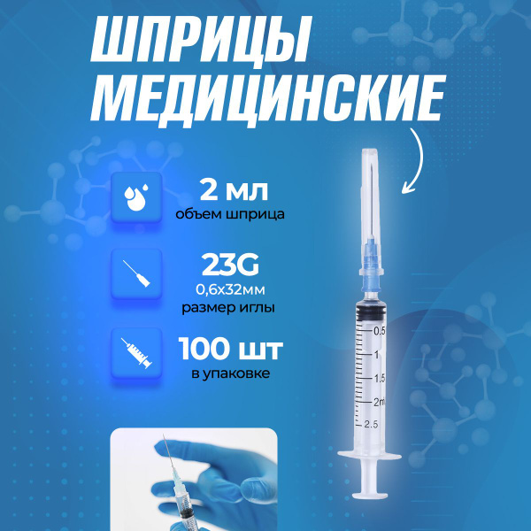 Шприц одноразовый 2мл 100шт - купить с доставкой по выгодным ценам в ...