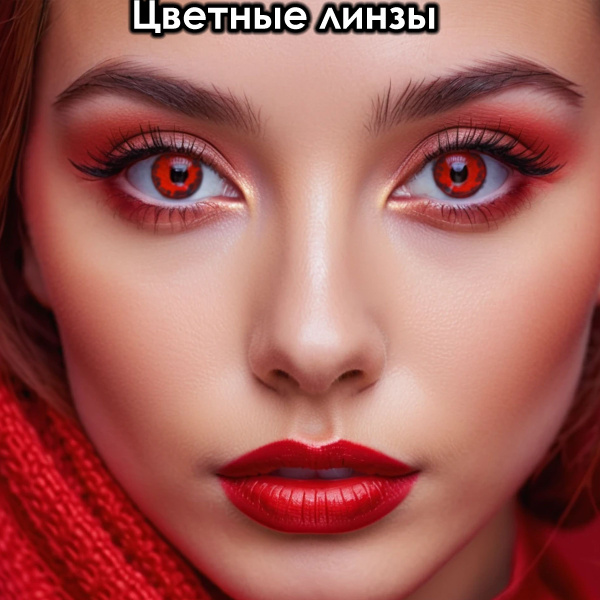 Красные цветные линзы для глаз без диоптрий 0 карнавальные купить на ...