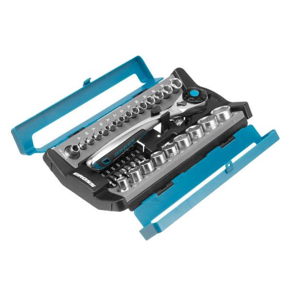 Набор торцевых головок с трещоткой Gross + кейс (120 зубьев, 1/2", 1/4 ...