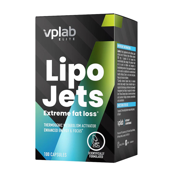 Vplab LipoJets, Жиросжигатель для похудения, Женьшень и Зелёный чай для ...