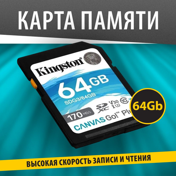 Kingston Карта памяти Canvas GO Plus 64 ГБ (SDG3/64GB) - купить с ...