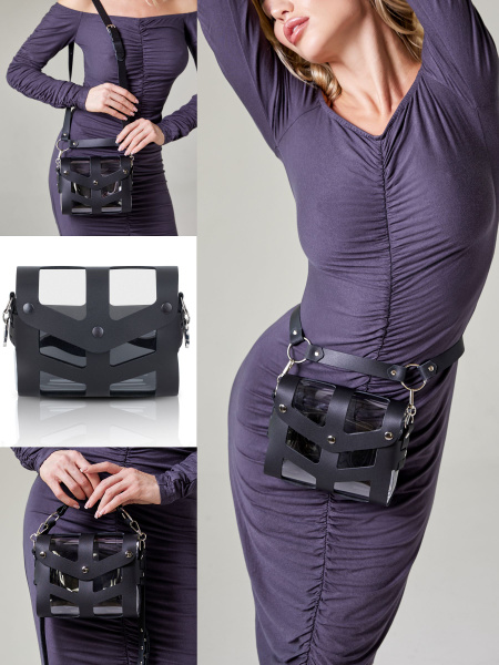 Сумка прозрачная женская поясная из натуральной кожи - купить с ...