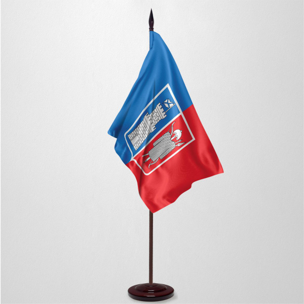 Флаг, знамя Ростова-на-Дону с напольным флагштоком в кабинет / навершие ...