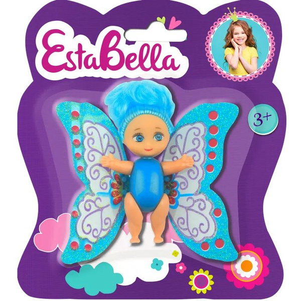 Мини кукла подвижная EstaBella Фея с машущими крылышками 7.5 см синяя ...