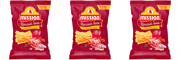Mission Чипсы кукурузные Копченый бекон, 150 г, 3 шт - купить с ...