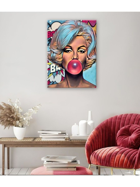 Картина на холсте мэрилин монро с розовой жвачкой 20х30 - купить по ...