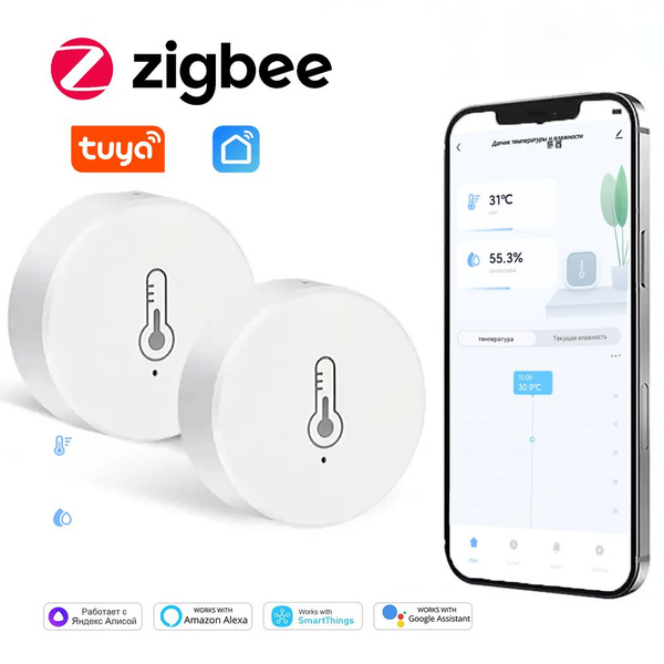 Tuya Zigbee 3,0 Датчик температуры и влажности Умный дом Zigbee Gateway ...
