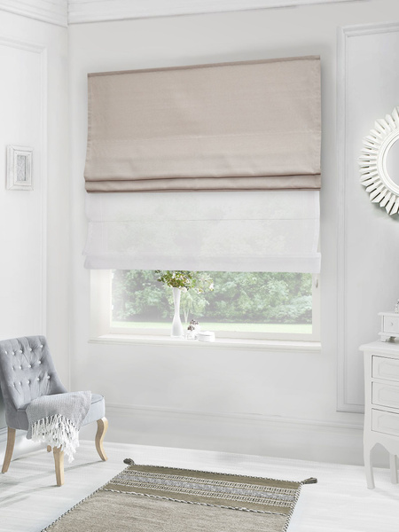 Римские шторы SvAlMi День-ночь лен светло-бежевый 230х200см, светло ...