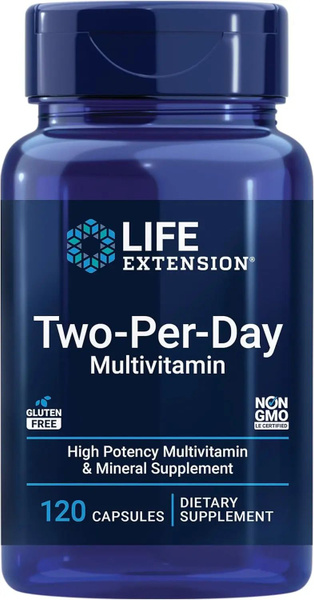 Life extension Two-Per-Day Multivitamin, мультивитамины, витаминно ...
