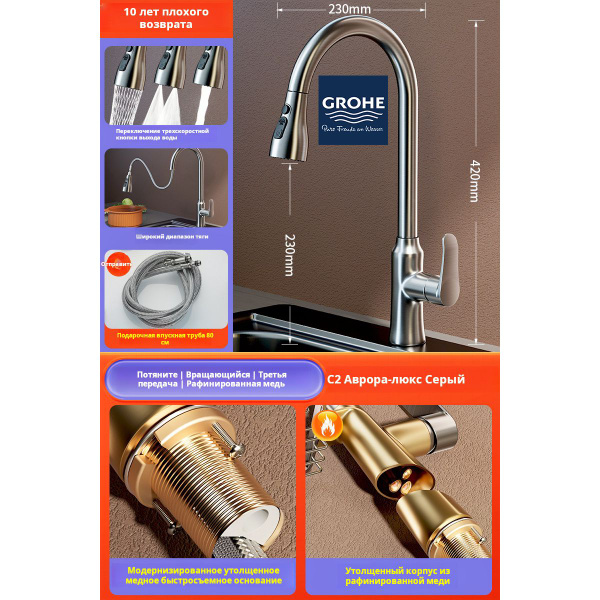 GROHE Новый смеситель для раковины на кухне - купить с доставкой по ...