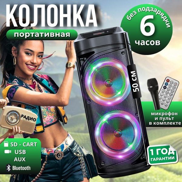 Портативная музыкальная колонка Bluetooth с караоке, мультимедийная, FM ...