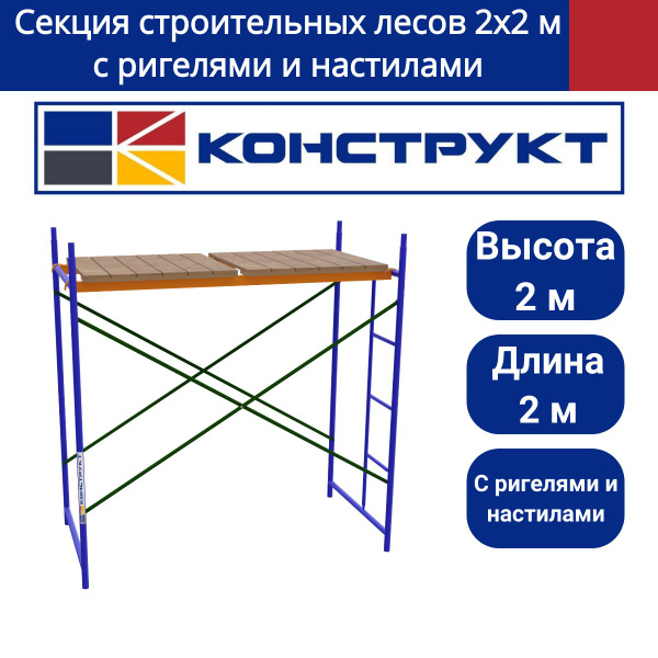 Секция строительных лесов 2х2 м с ригелями и настилами - купить с ...