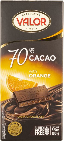 Шоколад горький 70% Валор с апельсином Валор кор. 100 г - купить с ...