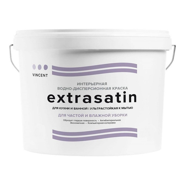 Краска для кухни и ванной Vincent Extrasatin база А, белая ...
