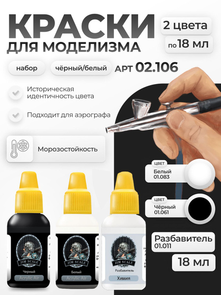Набор красок Jim Scale: Чёрный/Белый 3 цвета - купить с доставкой по ...