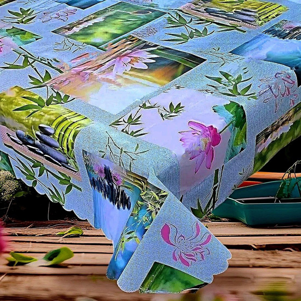 Клеенка на стол на кухню, Laid Table, Скатерть 110х140 тканевая основа ...