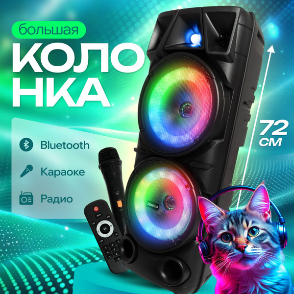 Музыкальная колонка большая / Колонка с караоке мощная купить на OZON ...