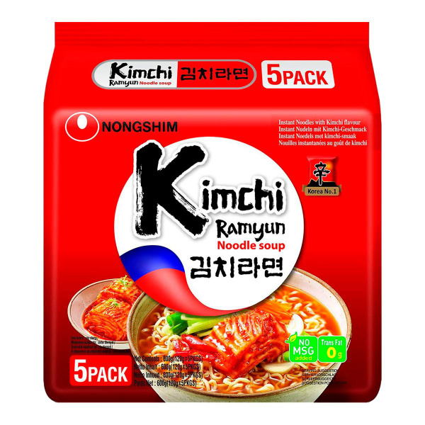 Лапша быстрого приготовления Кимчи Рамен Nongshim, пачка 120 г x 5 шт ...
