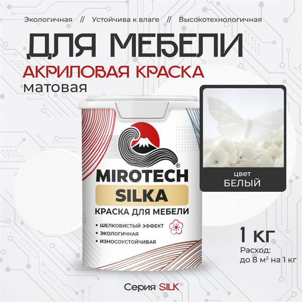 Акриловая краска для мебели MIROTECH SILK для кухонных фасадов, для ...
