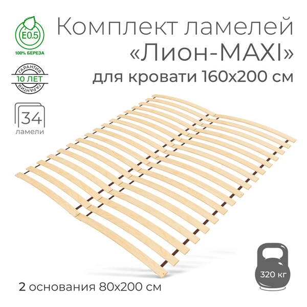 Усиленные ламели "Лион - MAXI", 160х200 см. (реечное дно для кровати ...