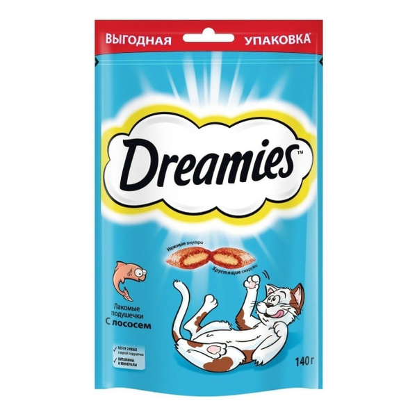 Лакомство Dreamies с лососем для взрослых кошек 140 г купить на OZON по ...