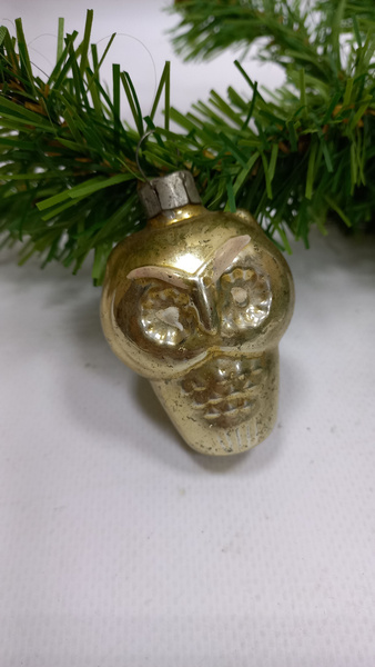 Елочная игрушка Сова / Филин подвесная винтажная советская, стекло ...