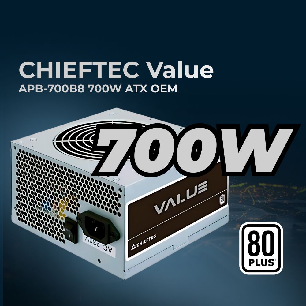 БлокпитаниядляПКChieftecValueAPB-700B8(ATX2.3,700W,80PLUS,ActivePFC,120mmfan)OEM