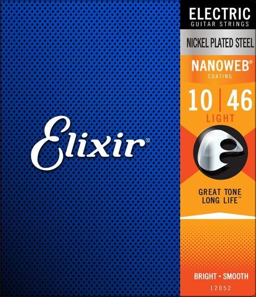 Гитарные струны Elixir 12052 Nanoweb electric калибр 10-46, комплект струн для электрогитары с никелированной обмоткой