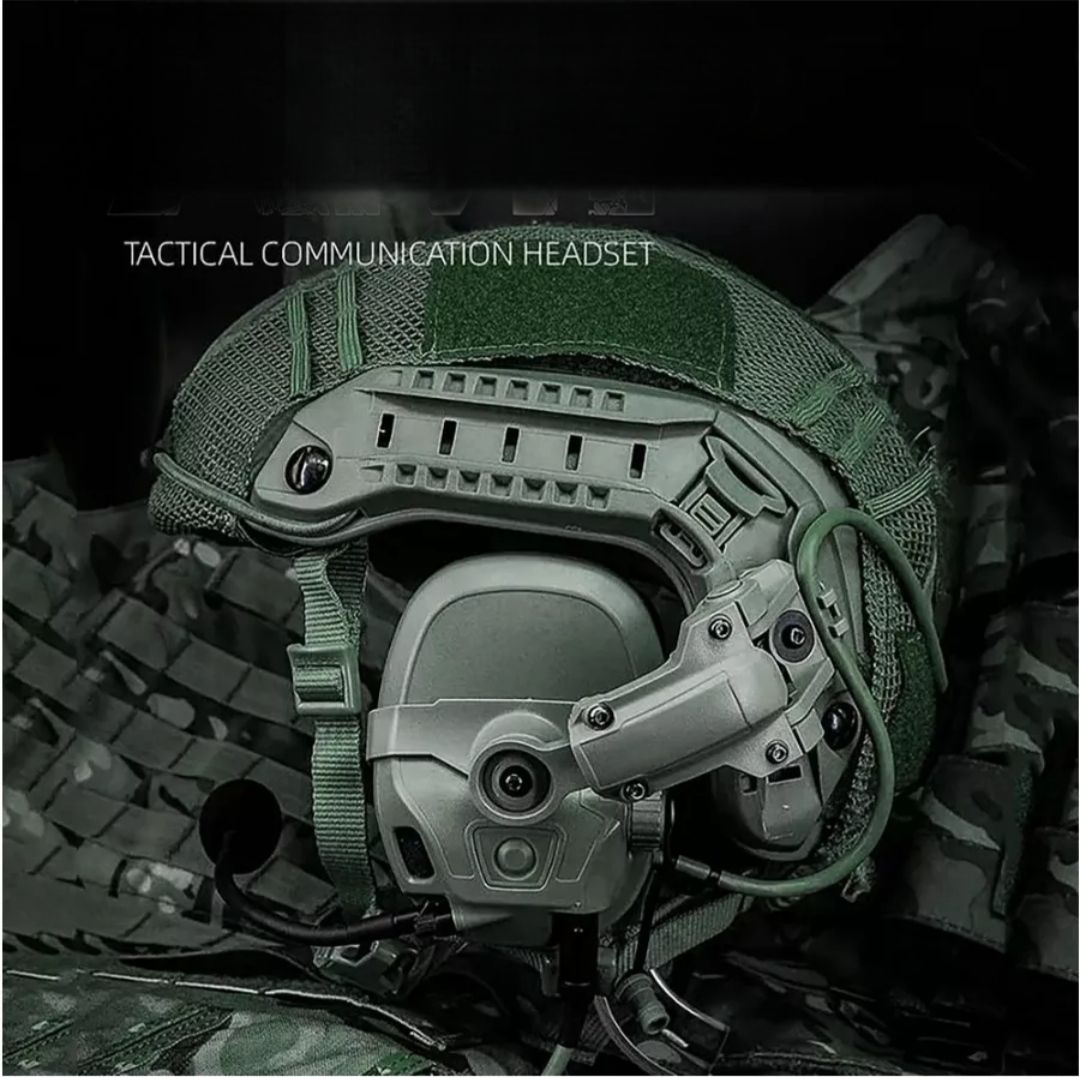 Наушники активные тактические 6TH Gen Tactical headset стрелковые/гарнитура/поворотные крепления на шлем олива