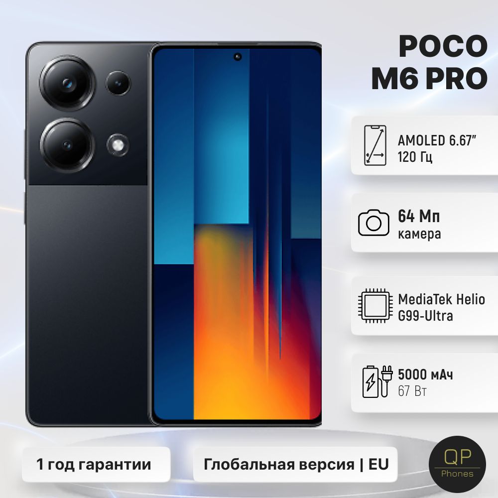 PocoСмартфонM6ProEU8/256ГБ,черный..Уцененныйтовар