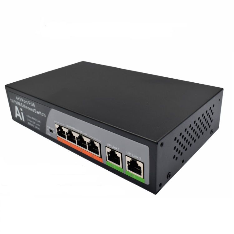 Коммутатор-свитч(switch)POE4порта10/100MbitPOE+2портаUPLINK10/100Mbit.IEEE802.3af(15.4W),IEEE802.3at/PoE+(30W)