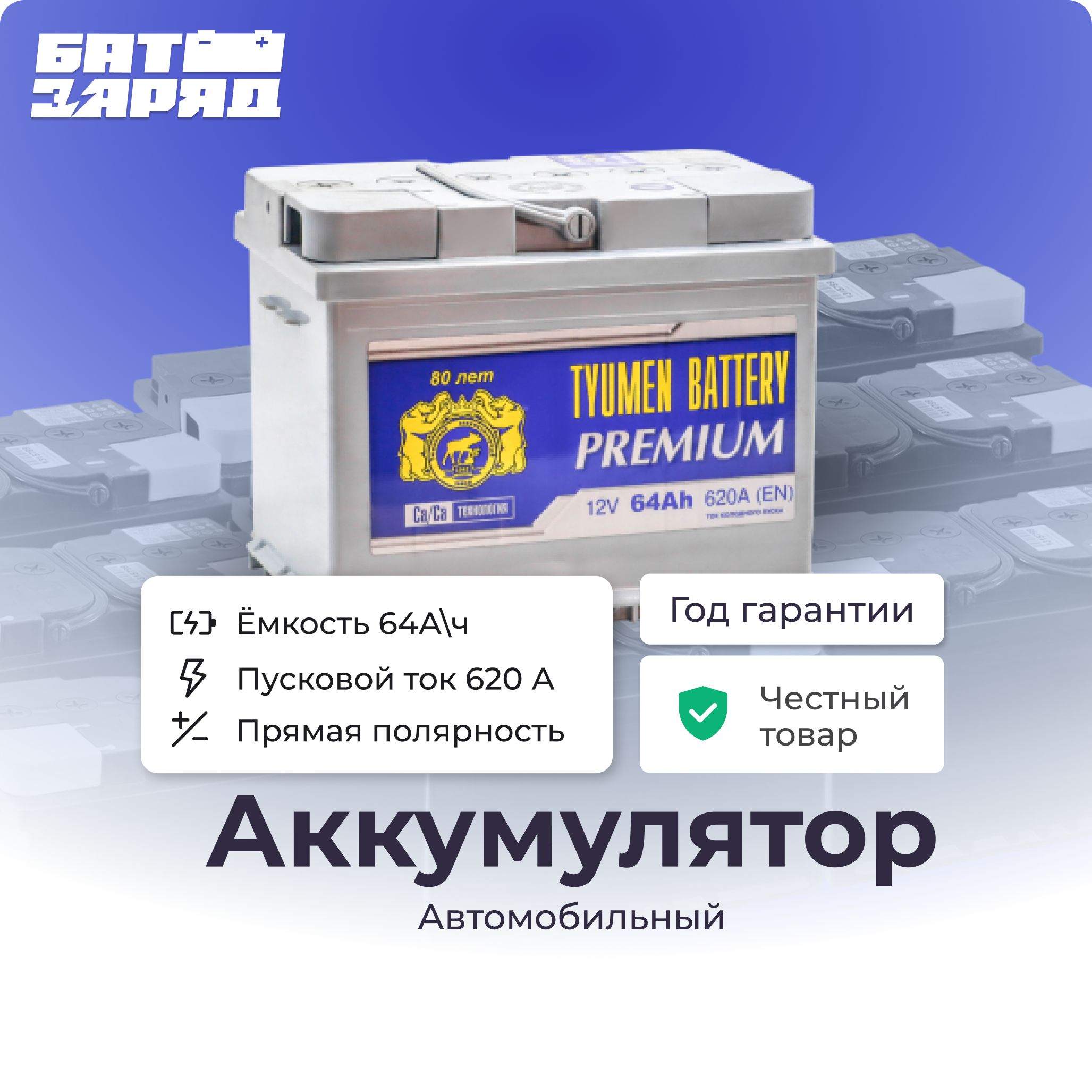 Аккумулятор автомобильный Tyumen Battery 6CT-PREMIUM купить по выгодной  цене в интернет-магазине OZON (1440392137)