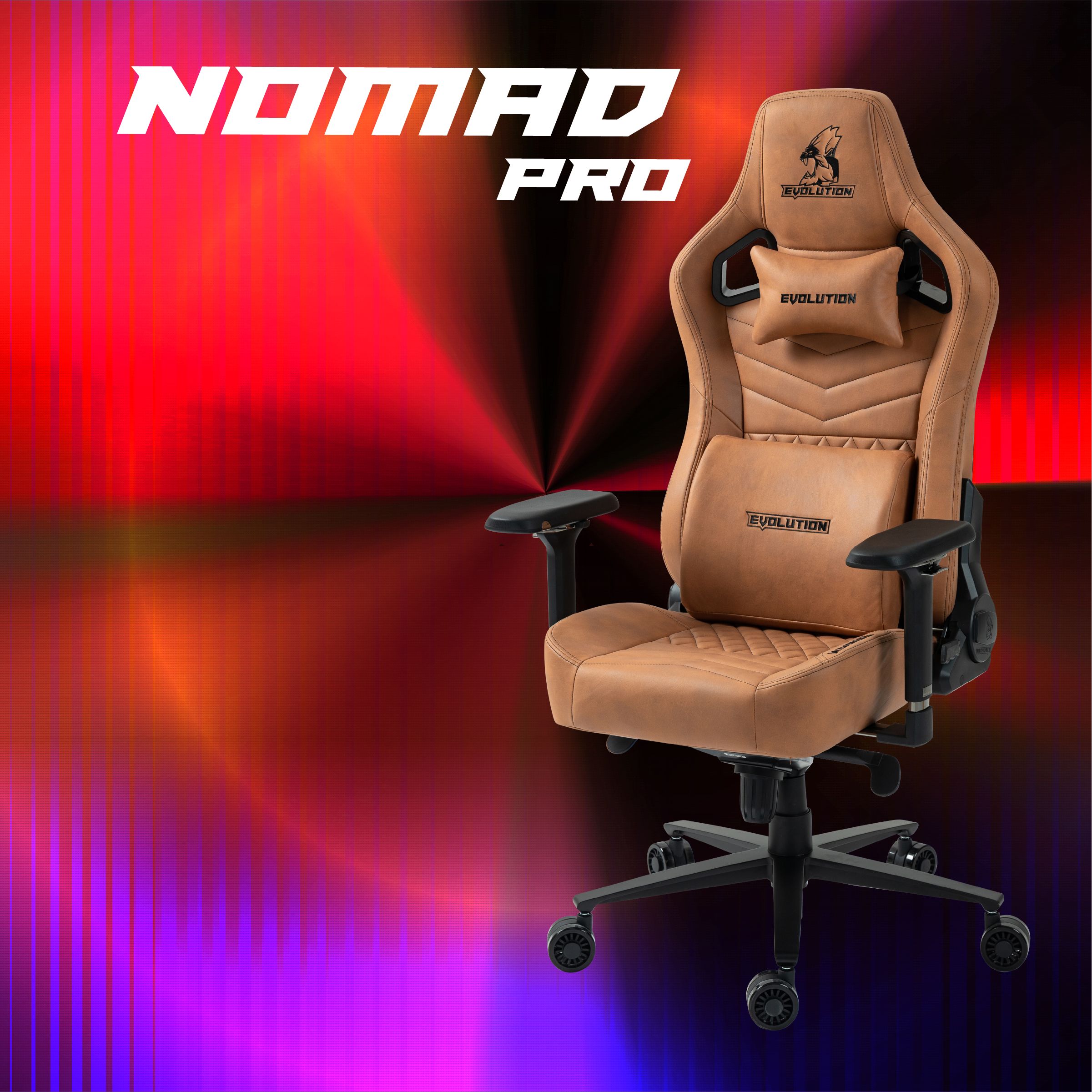 Игровое компьютерное кресло EVOLUTION NOMAD PRO Brown, тканевое, замша