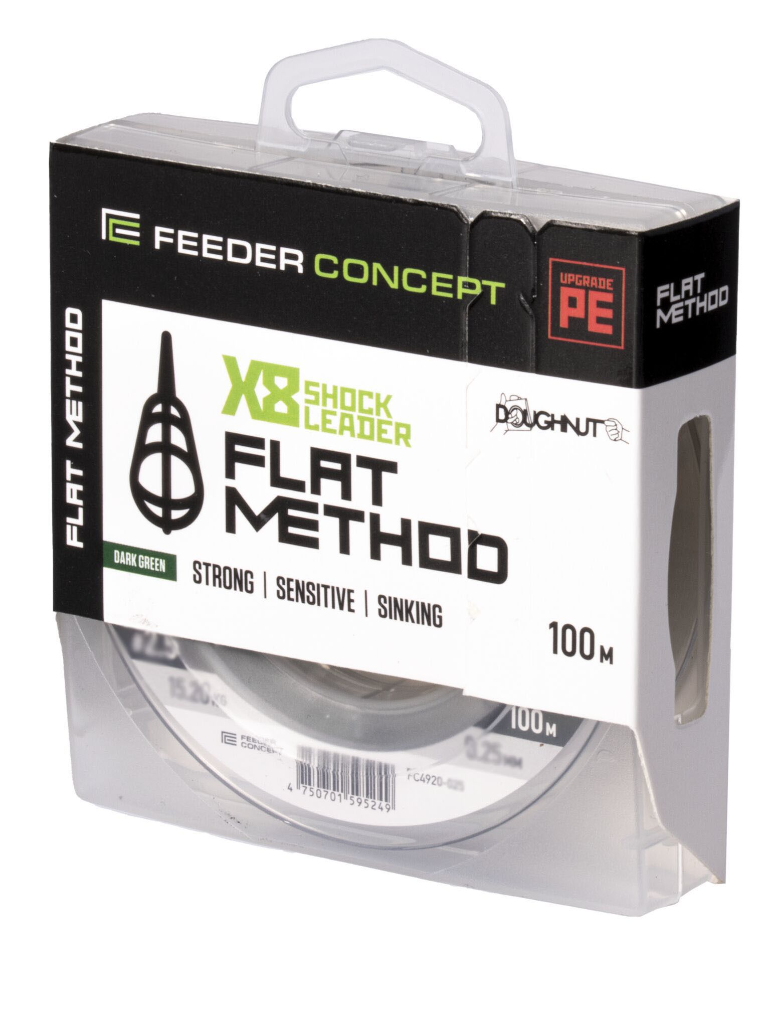 Шок-лидер плетёный Feeder Concept Flat Method х8 SHOCK LEADER Dark Green 100м, 0.25мм