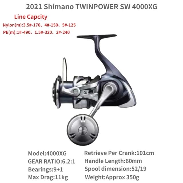 Rybalkashop ru молодогвардейская ул 45 москва фото Катушка Shimano 2021 TWINPOWER SW-1, С передним фрикционом, SW4000XG, Передний ф