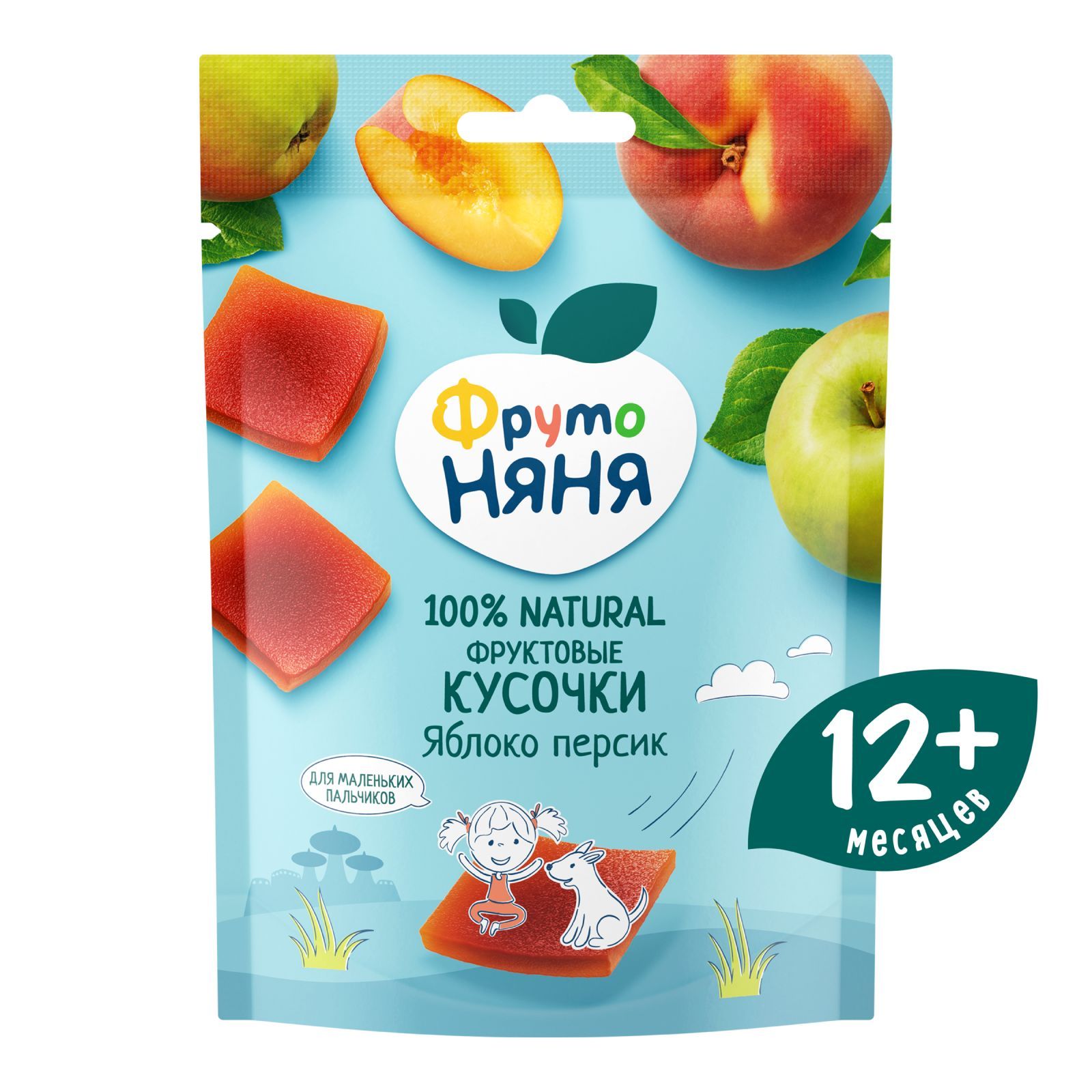 Фруктовые кусочки ФрутоНяня яблоко, персик, 53г