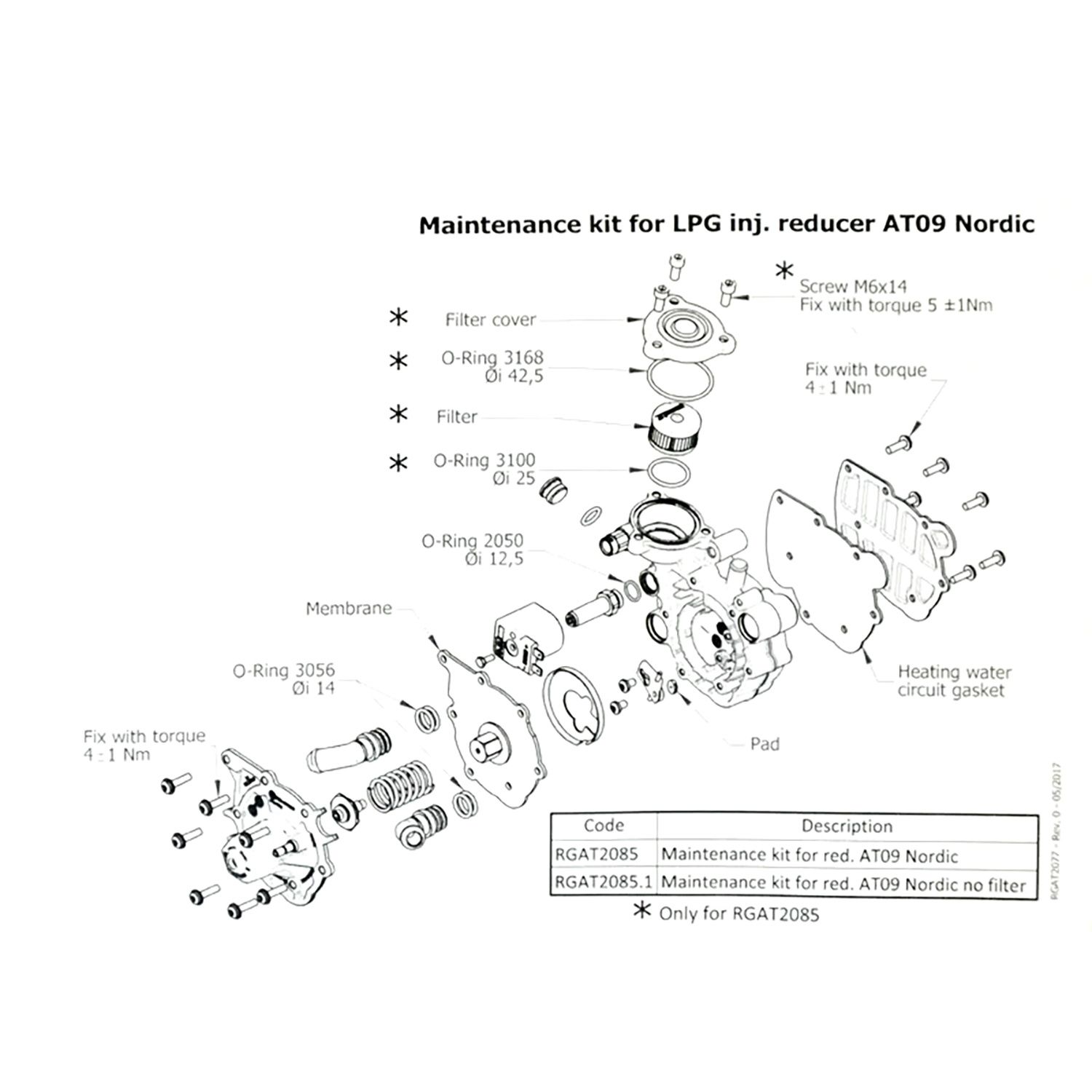 1Комплект для ремонта редуктора + фильтр LPG ORIGINAL Reparatur Satz