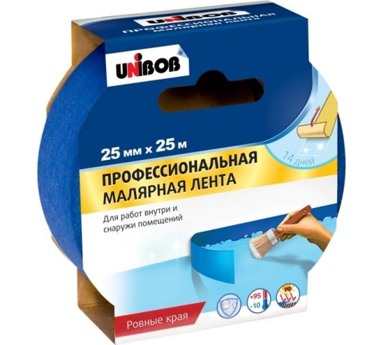 Unibob Малярная лента 25 мм 25 м, 3 шт