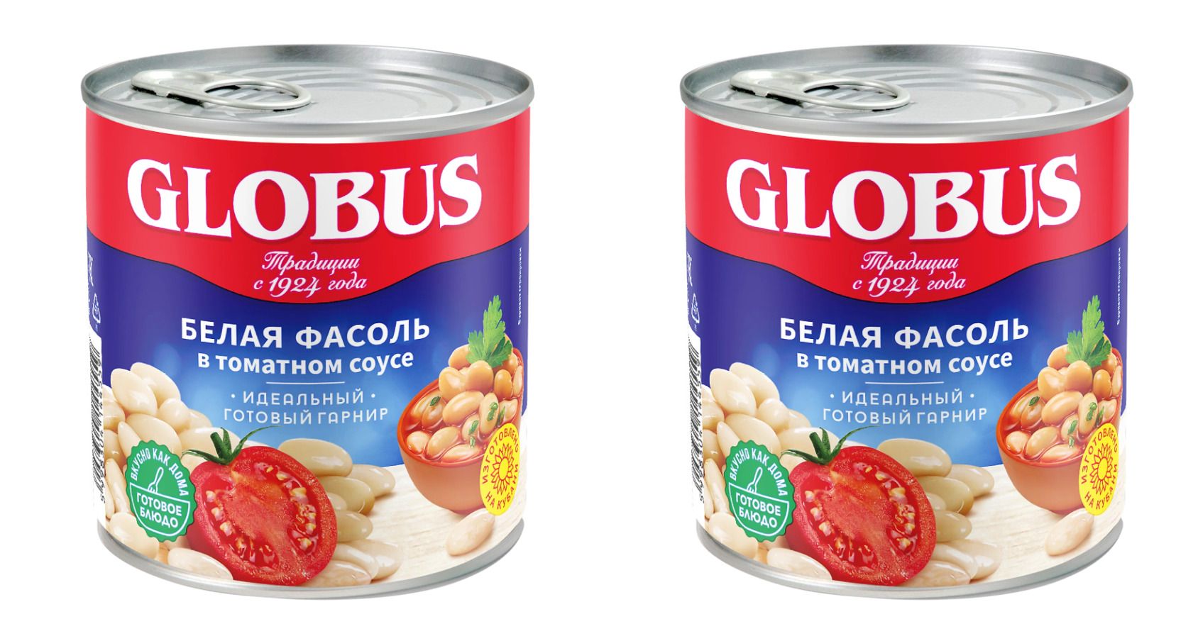 Globus Белая фасоль в томатном соусе, 425 мл, 2 шт/