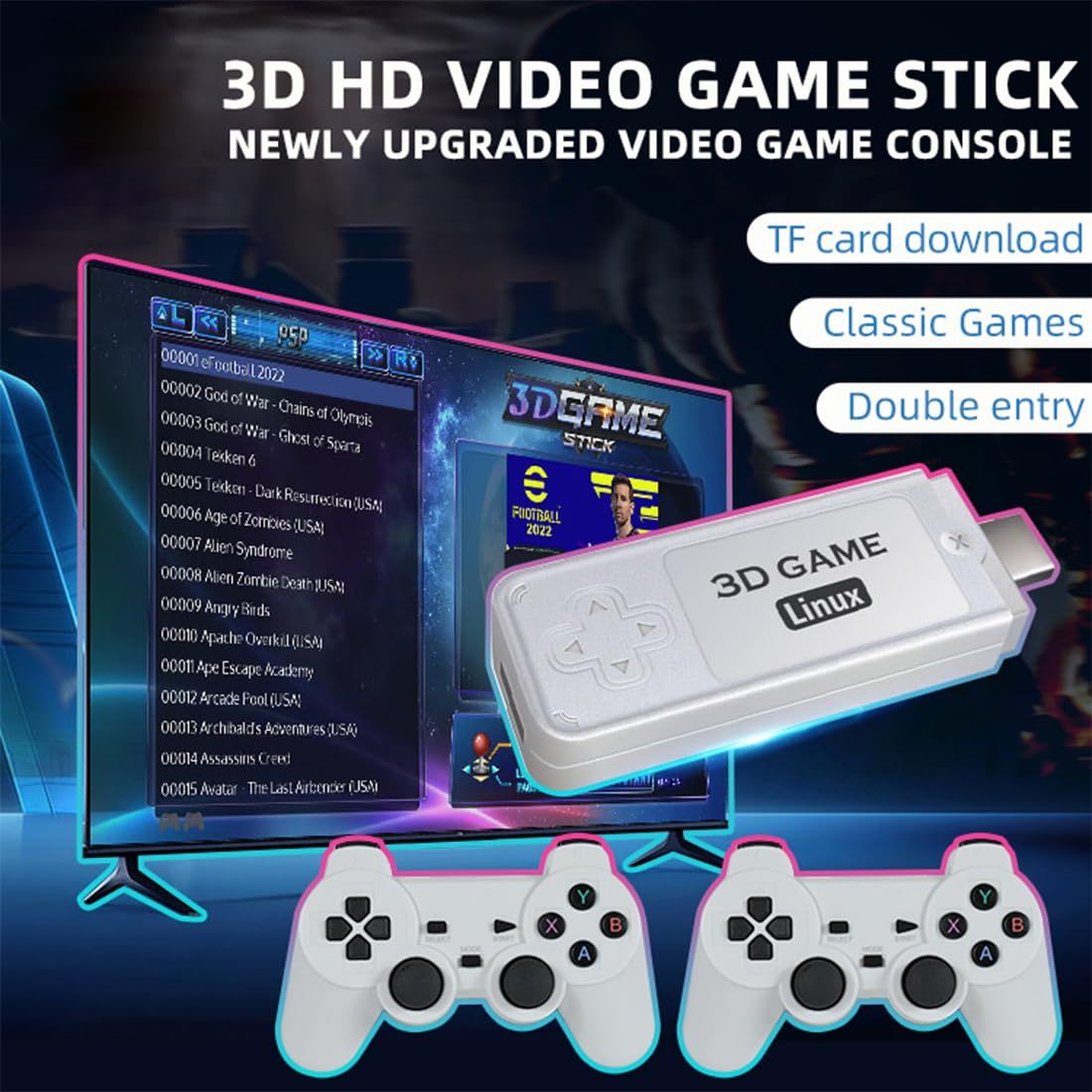 Игровая консоль OKSDZ 3d game stick y6 linux,128G 10000+ - купить с  доставкой по выгодным ценам в интернет-магазине OZON (1546254273)