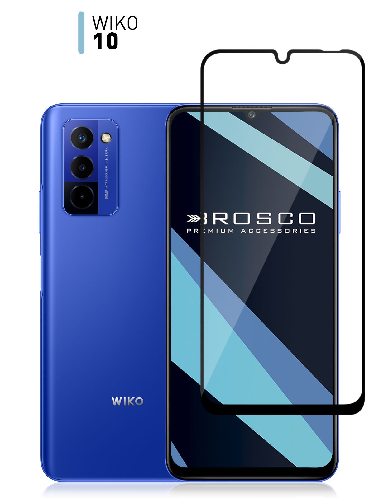 Защитное стекло для Wiko 10 (Вико 10) с олеофобным покрытием, ROSCO -  купить с доставкой по выгодным ценам в интернет-магазине OZON (866132373)