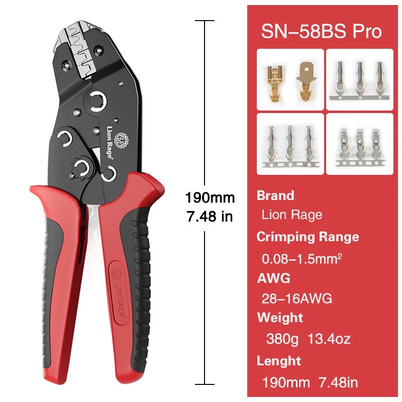 DupntterminalsminicrimpingpliersManualtoolsДвухклеммныеклещиручнойинструментSN-58BSpro0.08-1.5mmAWG28-16,диапазонPH2.0,XH2.54,2.8,3.90,3.96,KF2510