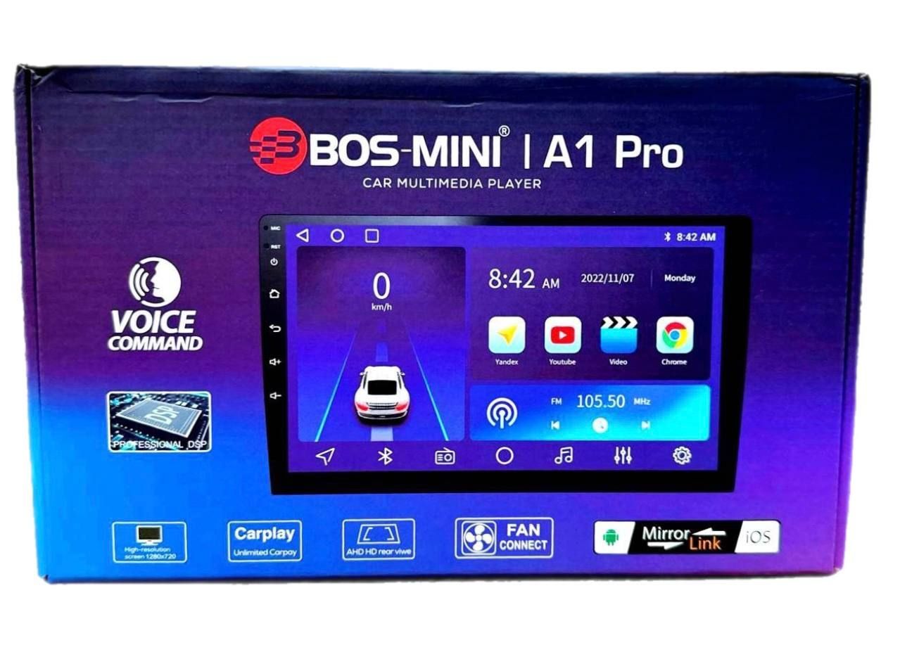 АвтомагнитолаAndroidBos-MiniA1Pro4/64скулеромна9-дюймовмощнаясенсорнаямагнитола2dinс4ядернымпроцессором4/64GBикулеромохлаждения