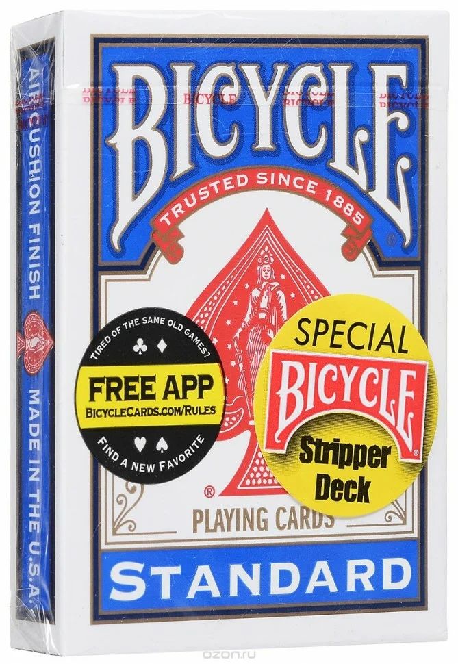 Игральные карты для фокусов Bicycle Stripper Deck (конусная колода), синие