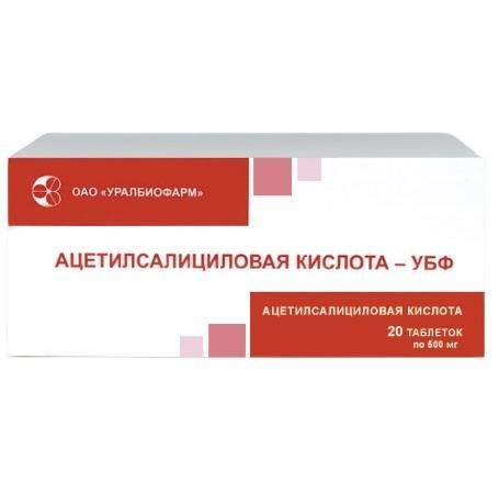 Ацетилсалициловая кислота-УБФ, таблетки 500 мг, 20 шт.