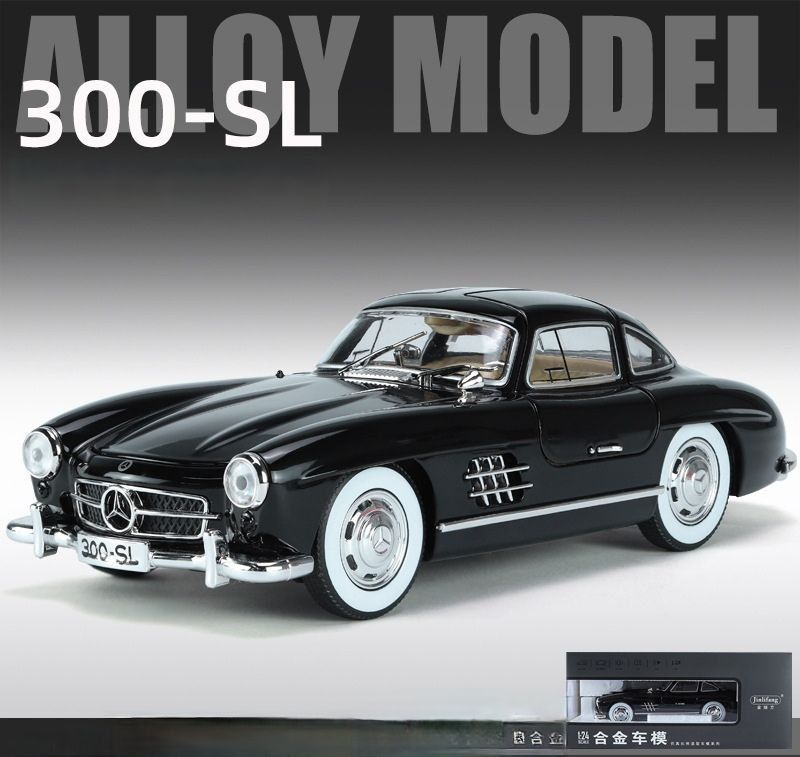 МашинкаинерционнаяMercedes-Benz300SLметаллическаямодель1:24черная,сосветомизвукомВПОДАРОЧНОЙУПАКОВКЕ